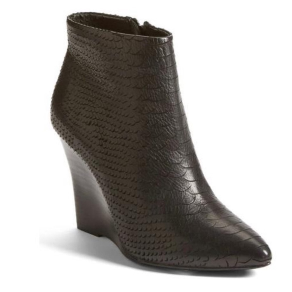 Joie Jalena Snake Embossed Wedge Bootie